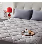 SLEEP ZONE Queen Mattress Pad, Pillow Top Mattress Topper, Jersey Knit Mattress Cover, Plush Matt...