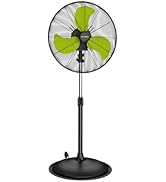 5000 CFM 20 IN Pedestal Oscillating Fan, 3 Speed Heavy Duty Metal Fan, High Velocity Air Circulat...