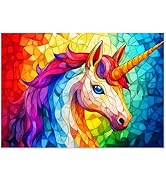 Stained Glass Puzzle Unicorn Puzzles for Adults 1000 Pieces, Colorful Mosaic Jigsaw Puzzle 1000 P...