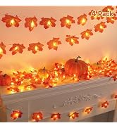OCATO 4PCS Fall Decor Thanksgiving Decorations for Home Table, Fall Leaves Garland Lights 40FT 80...