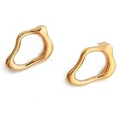 Jemjosh 14K gold plated chunky alloy stud earrings for women trendy statement earring for jewelry...