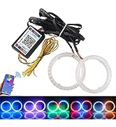 Qasim 1-Pair 80MM 30SMD 3535 LED RGB Angel Eyes Halo Rings for Motorcycle Car DRL Fog Lamp Turn S...