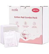 600 PCS Square Cotton Pads, Soft and Lint-Free, Includes 400 Ultra-Thin and 200 Thick Pads, Hypoa...