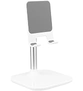 Mikikit Adjustable Phone Tablet Stand for Desk, Telescopic Height & 5-45° Angle Desktop Holder, H...