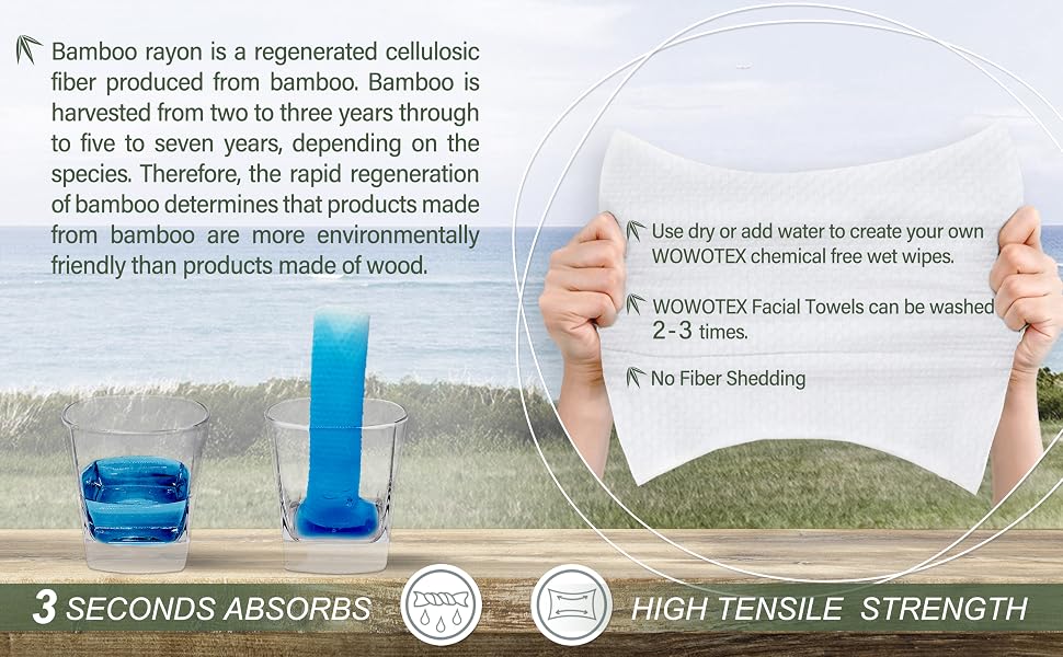 white bamboo disposable face towels