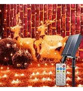 YAOZHOU Solar Fall Halloween Net Lights Outdoor Waterproof,Orange 264Led 9.9Ft*6.6Ft Mesh Lights ...