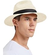 Zylioo Oversize XXL Straw Sun Hats,L/M/S UV Panama Beach Hat,X-Large Summer Fedora Hats with Lany...