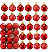 24 Count Small Red Christmas Ornaments Balls, Mini Red Ornaments for Mini Christmas Tree, Small S...