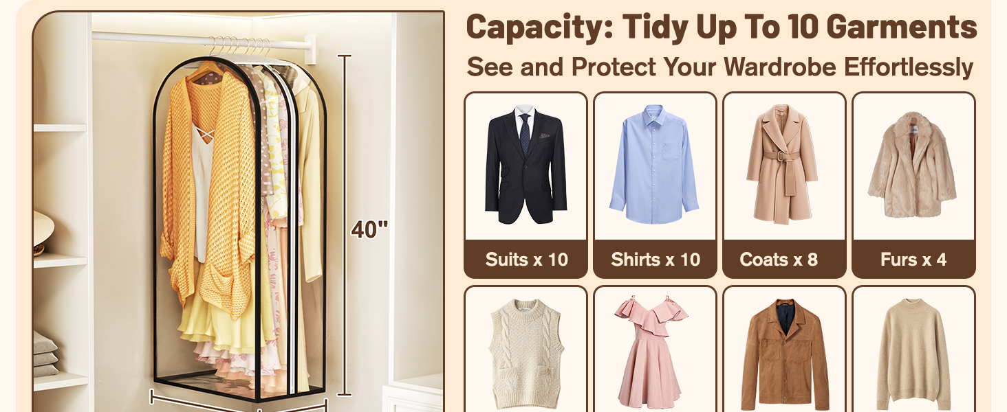 Capacity: Tidy Up To 10 Garments See and Protect Your Wardrobe Effortlessly