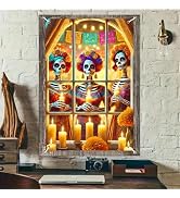 BlissYard Halloween Window Banner 31x47 Inch Polyester | Dia de los Muertos Photo Backdrop Holida...