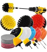 ETOUPA 22 Pcs Drill Attachments Set, Scrub Pads & Sponge & Wire Brush, Power Scrubber with Extend...