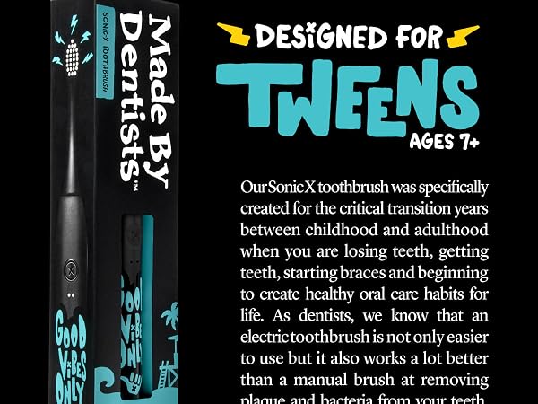 Made by Dentists Sonic X Electric Toothbrush + Replacment Heads- Good Vibes Only