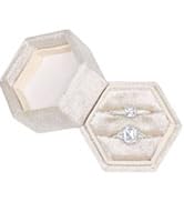 Velvet Ring Box, 2 Slots Hexagon Jewelry Ring Gift Box Vintage Ring Display Holder Case for Weddi...