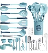 Kikcoin 43Pcs Large Kitchen Utensils Set - Silicone Cooking Utensils Set, Dishwasher Safe Spatula...