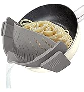 YEVIOR Clip on Strainer for Pots Pan Pasta Strainer, Silicone Food Strainer Hands-Free Pan Strain...