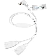 3FT Extension Cord Splitter- 2 Way Outlet Splitter Extension Cords 2 Prong with Flat Plug,Thin De...