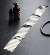 Sharpeye 24 Inch Linear Shower Drain with Removable Wedge Wire Pattern Grate, Brushed Nickel 304 ...