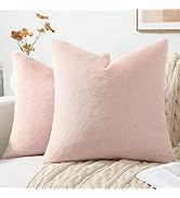 Pallene Faux Fur Plush Throw Pillow Covers 18x18 Set of 2 - Luxury Soft Fluffy Cozy Decorative Pi...