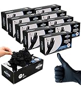FINITEX Black Nitrile Disposable Medical Exam Gloves - 100/1000 PCS 6.3mil Gloves Powder-Free Lat...