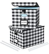 Huolewa Decorative Collapsible File Storage Organizer Boxes with Lids, Linen Hanging Filing & Sto...