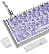 OHY XVX Forged Carbon-Look Clear Keycaps - 119 Keys Frosted PC Keycaps with Side-Printed Silver C...