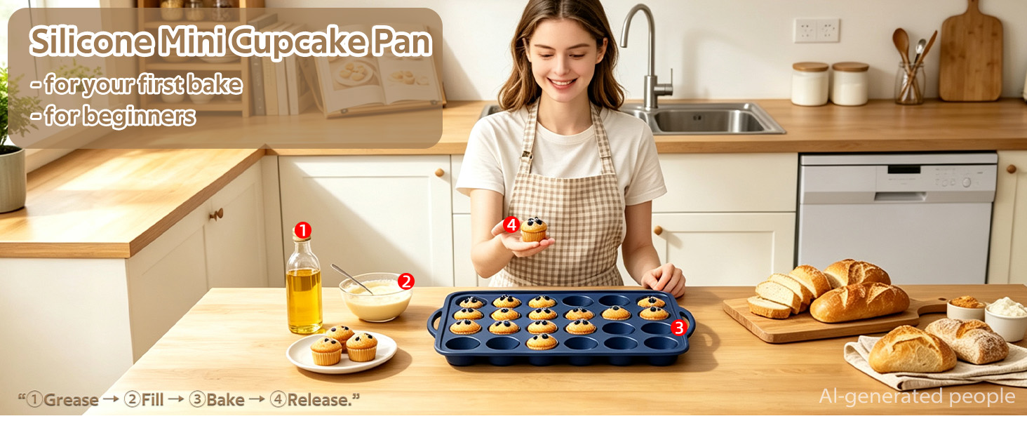 Silicone Mini Cupcake Pan for your first bake, for beginners