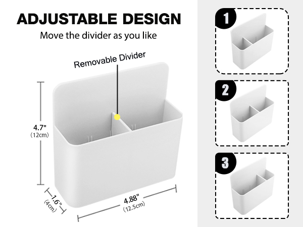 the divider can be adjusted to fit different need. 3 way for space adjustment
