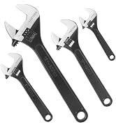 FASTORS 4-Pack Adjustable Wrench,6"/8"/10"/12” Drop Forged Black Oxide Heavy Duty with Smooth Jaw