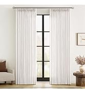 MIULEE Pinch Pleated Thick Linen Curtains 90 Inches Long 2 Panels for Living Room Bedroom, Linen ...