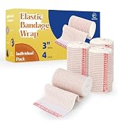 ZJCCTO 4 Pack Elastic Bandage Wrap | 3" Medical Bandage Wrap with Hook-and-Loop Fasteners on Both...