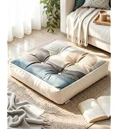 Large Floor Cushion 22x22x5", Tufted Meditation Cushion, Washable Cover | Square Floor Cushion fo...