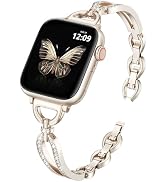 MOFREE Apple Watch Band for Women 38mm 40mm 41mm 42mm, Slim Metal Strap Bands Compatible with iWa...