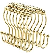 Bathway Gold Shower Curtain Hooks, Shower Curtain Hook Shower Curtain Rings Rust Proof Smooth Dou...