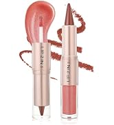 AIUEO 2-in-1 Lip Liner and Lip Gloss Set, Double-Ended Matte Lip Combo Set for Black Women, Long-...