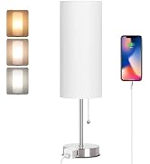 Dott Arts 18" Table Lamp for Bedroom, 3-Color Bedside Lamps with Pull Chain, Bedroom Table Lamps ...