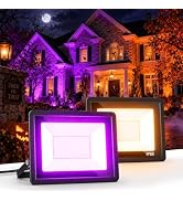 L LOHAS LED Orange and Purple Halloween Lights Outdoor Halloween Floodlight | Auto On/Off Orange ...
