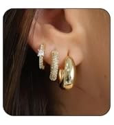 CAROVO 3/4/5/6 Pairs Earrings Set for Women Girls, Dainty 14K Gold/Silver Plated CZ Cartilage Ear...