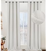 100% Blackout Linen Curtains 50" W x 84" L 2 Panels Set,Thermal Insulated Full Light Blackout Cur...