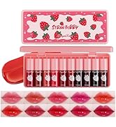 Eakroo 10 Colors Lip Stain Tint Set, Korean Lip Gloss for Women, Moisturizing Korean Lip Tint, Li...