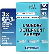 Zero Trace Laundry Detergent Sheets - Fragrance Free Laundry Detergent Ideal Laundry Soap, Perfec...