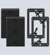 VCE Black Ethernet Wall Plate (UL-Listed), 1-Port CAT6 Wall Plate and Jack, RJ45 Keystone Wall Ou...