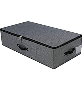 AMJ 29.5"*15"*7", Rigid Under Bed Garment Storage Bins, Folding & Washable, Soft Zip Lid, Black Gray
