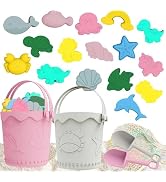21Pcs Baby Beach Toys, Silicone Beach Toys, Baby Beach Essentials, Travel Friendly Beach Set, 2 B...