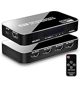 ULBRE HDMI Switch 4 Port 4K 60Hz, HDMI 2.0 Switcher Box 4 in 1 Out with IR Remote, HDMI Selector ...