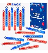 4th of July Bubbles Party Favors for Kids,20 Pack Fourth of July Red White Blue Mini Bubble Wand ...