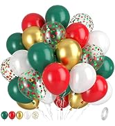 Red Green Gold Balloons, Vintage Dark Green Pearl White Confetti Balloons for Birthday, Baby Show...