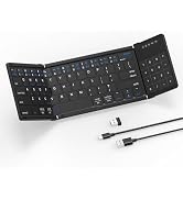 MOSHOU Bluetooth & 2.4G Wireless Foldable Keyboard with Trackpad & Numpad,USB Receiver,Quiet Typi...