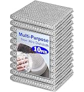 10 Pcs Multipurpose Wire Dishwashing Rag, 7.87" x 7.87" Non Scratch Wire Dishcloth, Double-Layer ...
