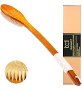 ICANdOIT-17.71Inch Natural Boar Bristles Anti-Slip Curved Long Handle Bath Brush,Bent Handle Show...