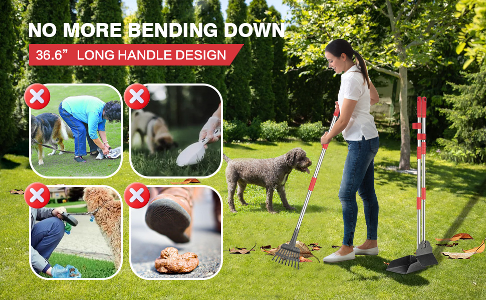 FUSBUNTY Dog Pooper Scooper with Tray Rake Spade